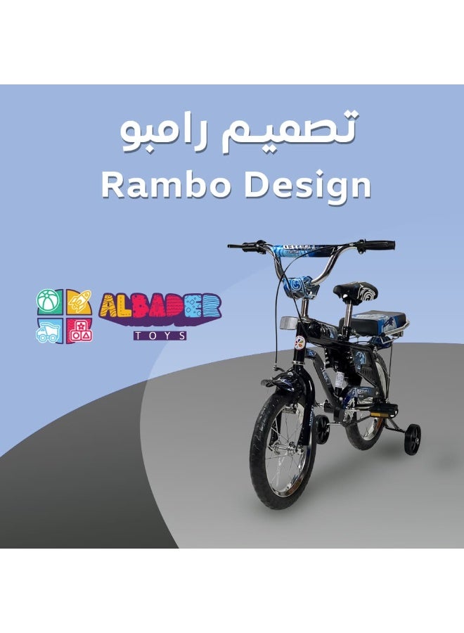 AL BADER Rambo Freestyle Kids Bike with Adjustable Seat and Self-Illuminating Training Wheels, 14 Inch Rambo Children Bikes for Kids Age 5-9 Years With Passenger Rear Seat, Hand Brake - Image 2